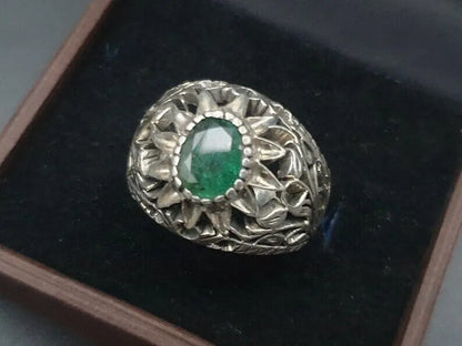 Natural Emerald Ring For Men Women 925 Sterling Silver Handmade Ring Green ring - Heavenly Gems