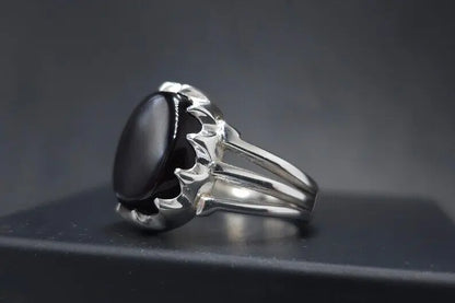 Agate Ring for Men, Oval Cut Gemstone, Artisan Jewelry, Yemeni Aqeeq Stone Ring - Heavenly Gems