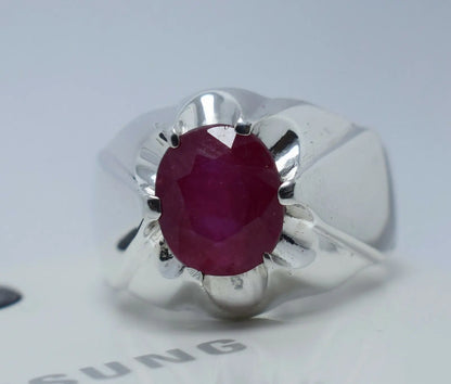 Ruby Ring Mens Real Ruby Stone Handmade Silver Rings Shia Rings Natural Gemstone 925 Sterling Silver Ring - Heavenly Gems
