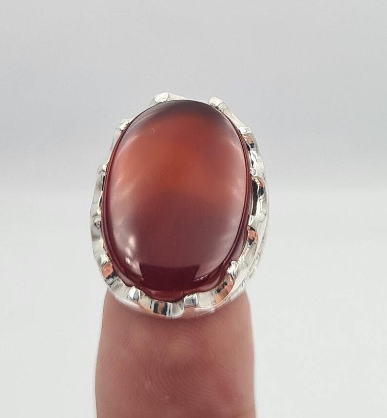 Yemeni Aqeeq ring yaman agate yamani akik hakik aqiq bague handmade jewelry ring - Heavenly Gems