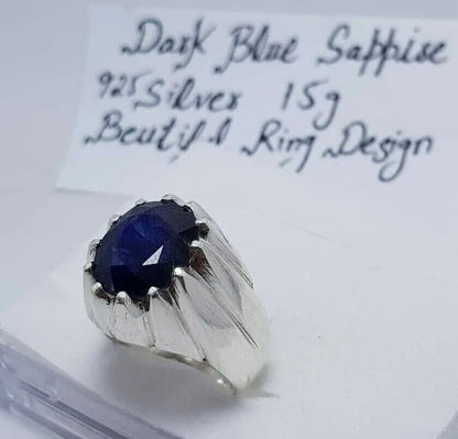 Sapphire Ring Natural Blue Kashmir Sapphire Stone Jewellery Real Handcrafted - Heavenly Gems