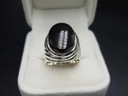 Mens Yemeni Aqeeq Ring Deep Black Yamni Agate Ring For Men Natural Agate Ring - Heavenly Gems