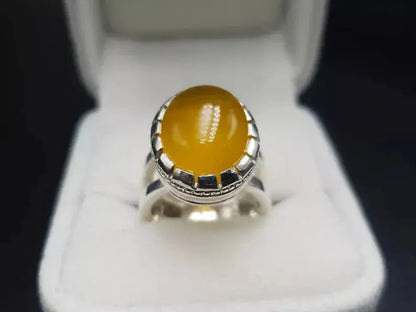 Zard Aqeeq Ring Agate Ring for Men And Women Yemeni Aqeeq Ring For Men 925 Ring - Heavenly Gems