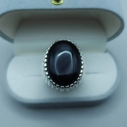 Real Yemeni Oval Cut Aqeeq Ring Kabadi Black Dark Deep Blood Red Aqeeq Ring Akik Ring  Premium 925 Sterling Silver - Heavenly Gems