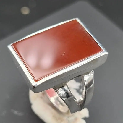 Mens Aqeeq ring in 925 sterling silver handmade Yamani agate stone hakik aqiq - Heavenly Gems
