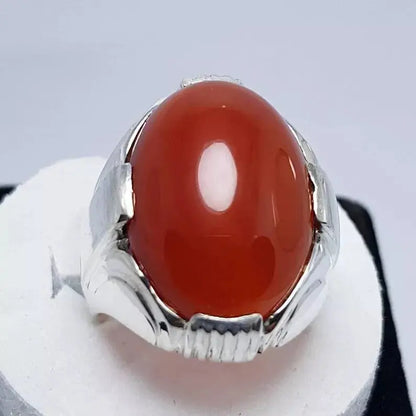 Men's Yemeni Dark Brown Black Aqeeq Ring - Exquisite Agate Stone in Premium Sterling Silver - Heavenly Gems