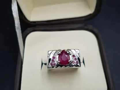 Natural Ruby Ring For Men 925 Sterling Silver Handmade Ruby Mens Ring Gift man - Heavenly Gems
