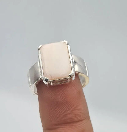 Opal Ring White Opal Stone Mens Opal Sterling Silver Handmade Ring Zodiac ring - Heavenly Gems