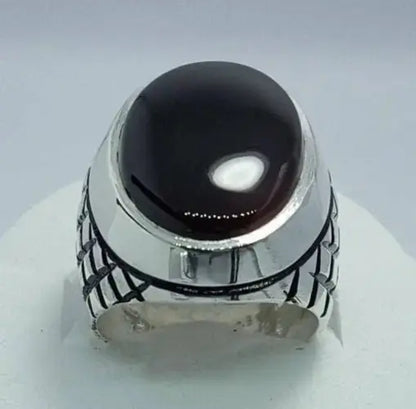 Real Yemeni Aqeeq Ring Shia Rings 925 Sterling Silver Ring Snake Skin Design - Heavenly Gems