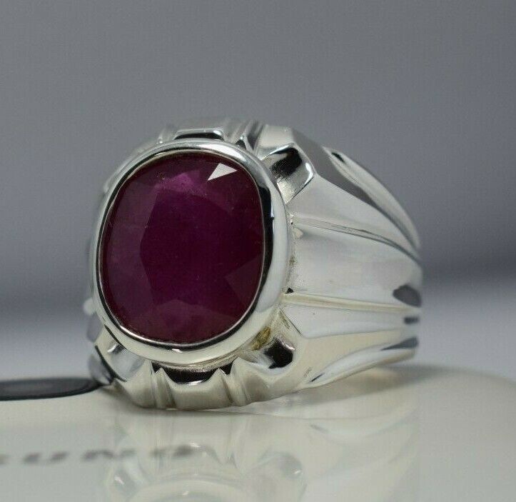 Natural Ruby Ring Pink Ruby Mens Ruby Rings Sterling Silver Ring Handmade Rings - Heavenly Gems