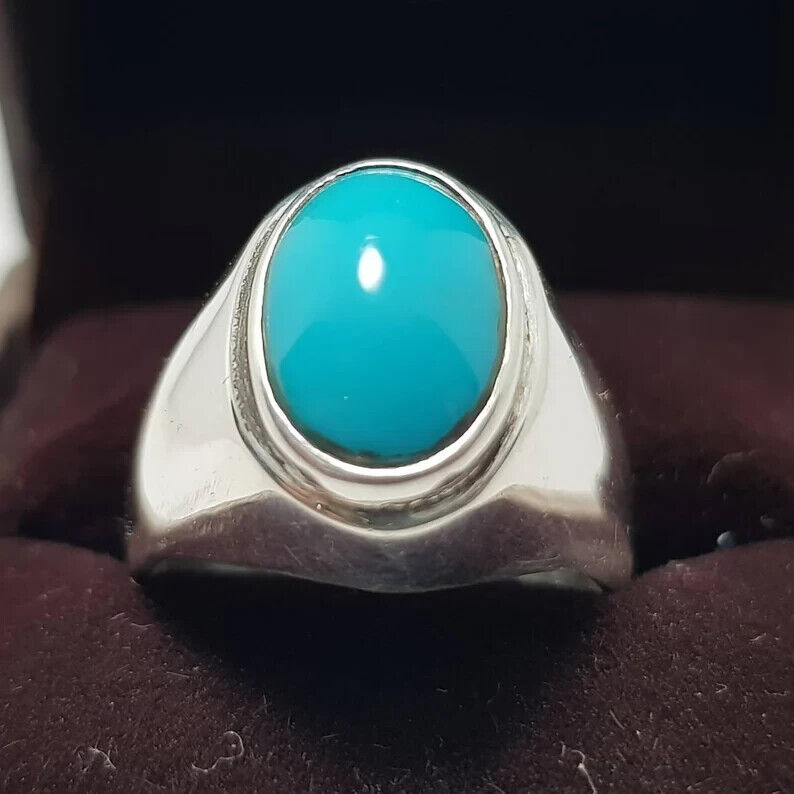 Natural Feroza Rings Real Turquoise Ring Super clean Turquoise ring Shia Rings (Copy) - Heavenly Gems
