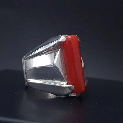 Big Real Dark deep Beautiful Coral Ring Coral Rings For Men Coral stone Men Band - Heavenly Gems
