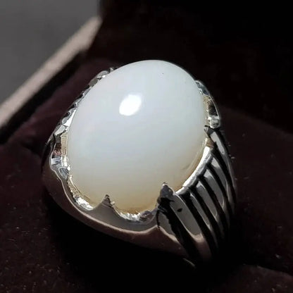 White Opal Ring Ethiopian Mens Opal stone ring Real Opal ring White Opal ring - Heavenly Gems