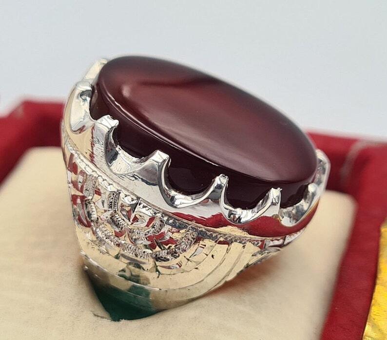 Yemeni Aqeeq ring yaman agate yamani akik hakik aqiq bague handmade jewelry ring - Heavenly Gems