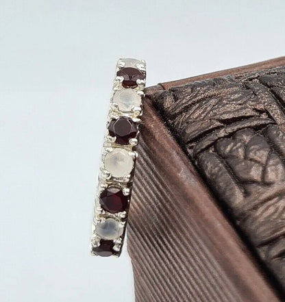 White and Black Yemeni Aqeeq Band, For Birthstone Handmade 925 Sterling Silver ring - Heavenly Gems
