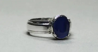4.4 Carat Blue Sapphire Ring Sterling Silver 925 Handmade Neelam Ring September - Heavenly Gems