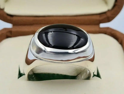 Yemeni Black Blood Red Aqeeq Agate Akik Aqiq Sterling Silver Shia Rings Handmade Mens Jewelry - Heavenly Gems