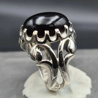 Old yemeni aqeeq ring shifat al abad mens gemstone agate rings hakik ring akik 925 Sterling Silver Ring - Heavenly Gems