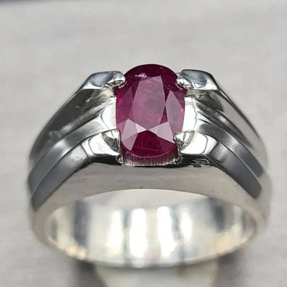 Unheated Kabuli Ruby ring Mens Yaqoot ring Real pigeon blood ruby rings for men - Heavenly Gems