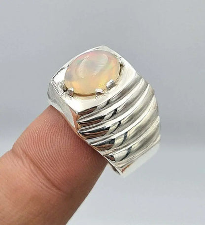 Mens Opal Ring Beautiful Natural Australian opal jewelry easter gifts mens ring - Heavenly Gems