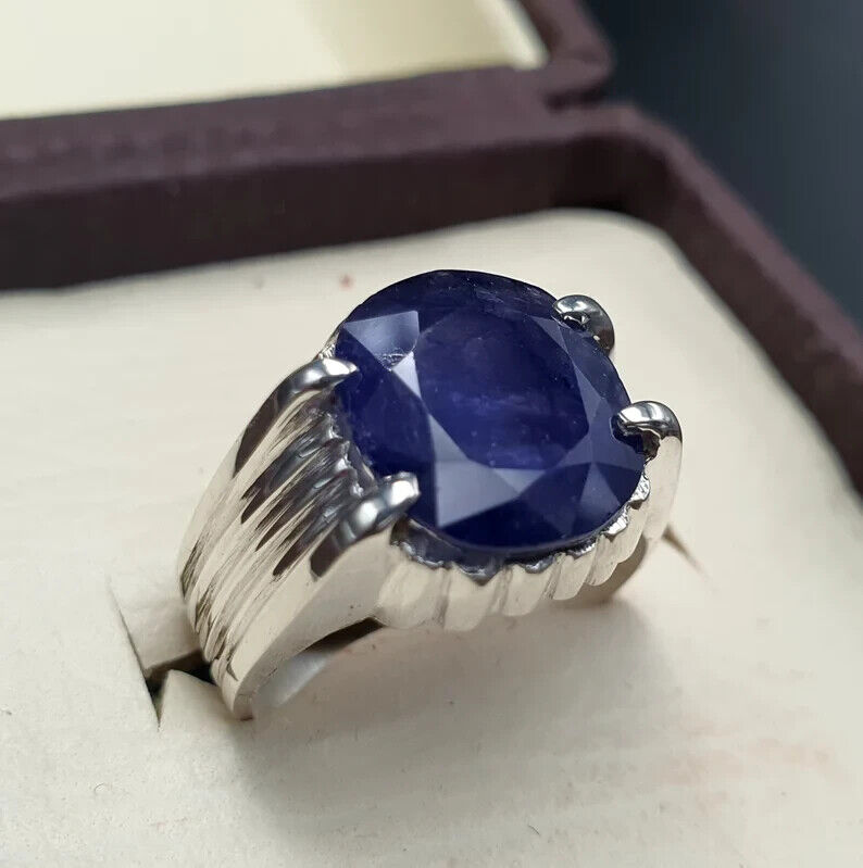 Mens Sapphire Ring Natural 8ct Sapphire Ring For Men Sapphire Sterling Silver - Heavenly Gems