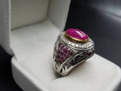Mens Ruby Ring Natural Cabochon Mens Ruby 925 Sterling Silver Handmade gift mens - Heavenly Gems