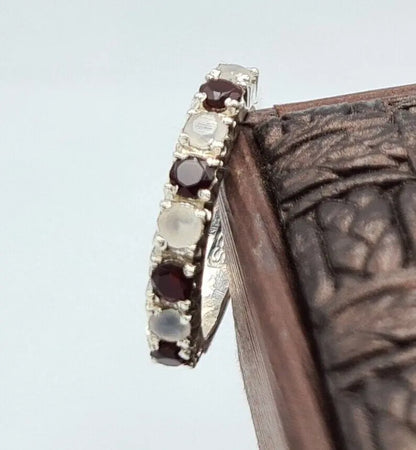White and Black Yemeni Aqeeq Band, For Birthstone Handmade 925 Sterling Silver ring - Heavenly Gems
