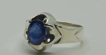 Natural Royal Deep Blue Sapphire Mens Ring Sterling Silver 925 Handmade Blue man - Heavenly Gems