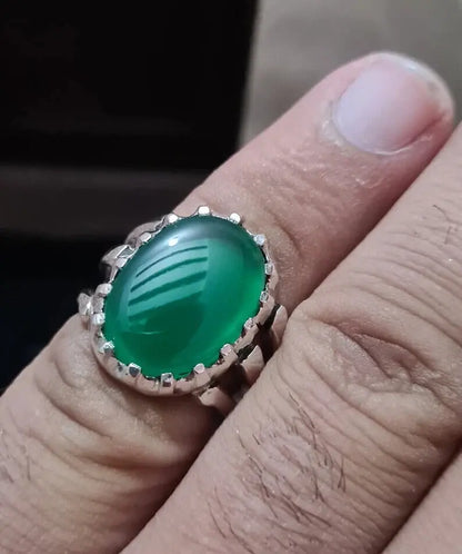 Green Agate natural Green agate green agate slice aqeeq ring carnelian ring lord - Heavenly Gems