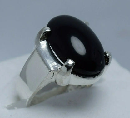 Black Red Yemeni Aqeeq Ring Akik Agate Aqiq Yamani Aqeeq Rings Men's Jewellery Sterling Silver 925 - Heavenly Gems
