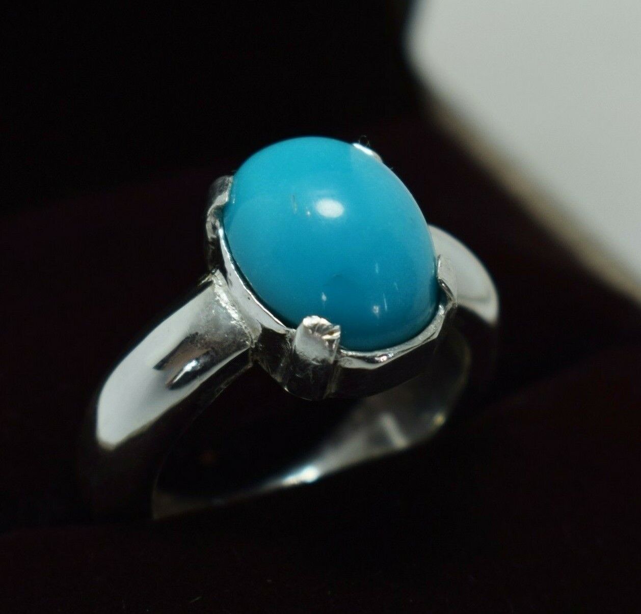 Turquoise Ring Womens Real Gemstone Very Clean Feroza Jewelry Handcrafted Rings - Heavenly Gems