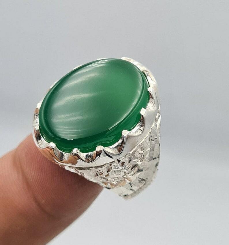 Yemeni Aqeeq Greem Yamani Yamni Yemen Agate Hakik Gift mens Christmas Jewelry - Heavenly Gems