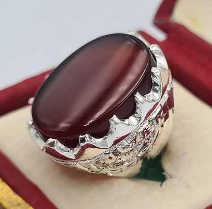 Yemeni Aqeeq ring yaman agate yamani akik hakik aqiq bague handmade jewelry ring - Heavenly Gems