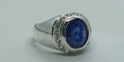 Natural Deep Blue Sapphire Women Ring Sterling Silver 925 Handmade Neelam Ring - Heavenly Gems