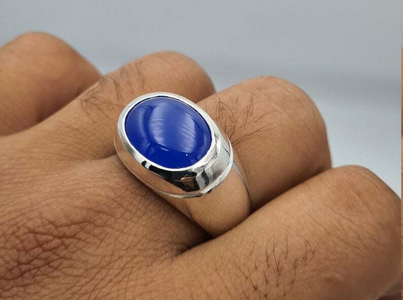 Rare blue yemeni aqeeq yamni yemen akik agate hakik bague mens rings easter gift - Heavenly Gems