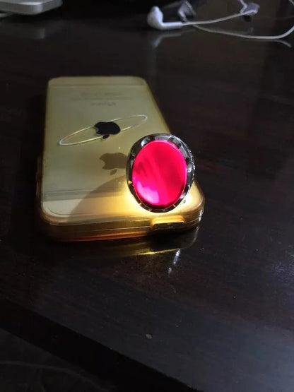 Original Yemeni Aqeeq Black Aqeeq Haqeeq Akik Stone ring Blood red under light - Heavenly Gems