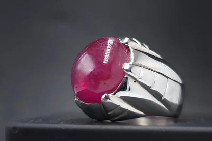 Natural Mens Ruby Ring heated treated Ruby Ring For Men Sterling Silver 925 man - Heavenly Gems