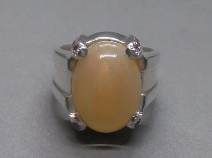 Natural Unheated Untreated Big Fire Opal Mens Ring Sterling Silver 925 ring - Heavenly Gems