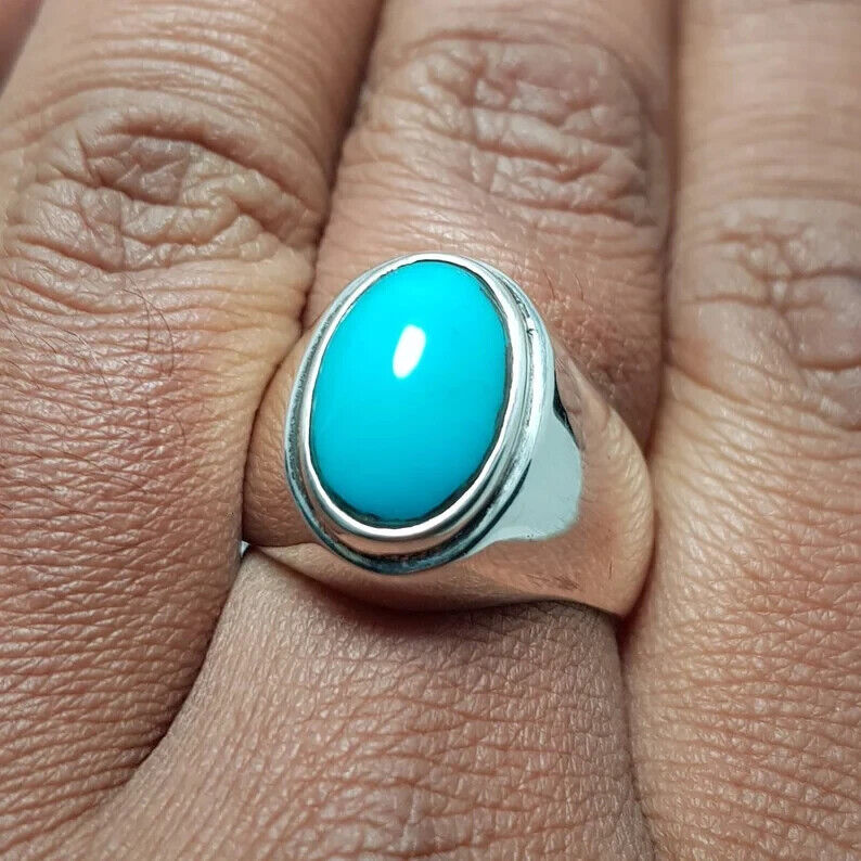 Natural Feroza Rings Real Turquoise Ring Super clean Turquoise ring Shia Rings (Copy) - Heavenly Gems