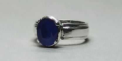 4.4 Carat Blue Sapphire Ring Sterling Silver 925 Handmade Neelam Ring September - Heavenly Gems