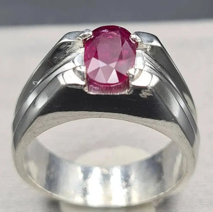 Unheated Kabuli Ruby ring Mens Yaqoot ring Real pigeon blood ruby rings for men - Heavenly Gems