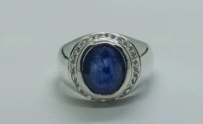 Natural Deep Blue Sapphire Women Ring Sterling Silver 925 Handmade Neelam Ring - Heavenly Gems
