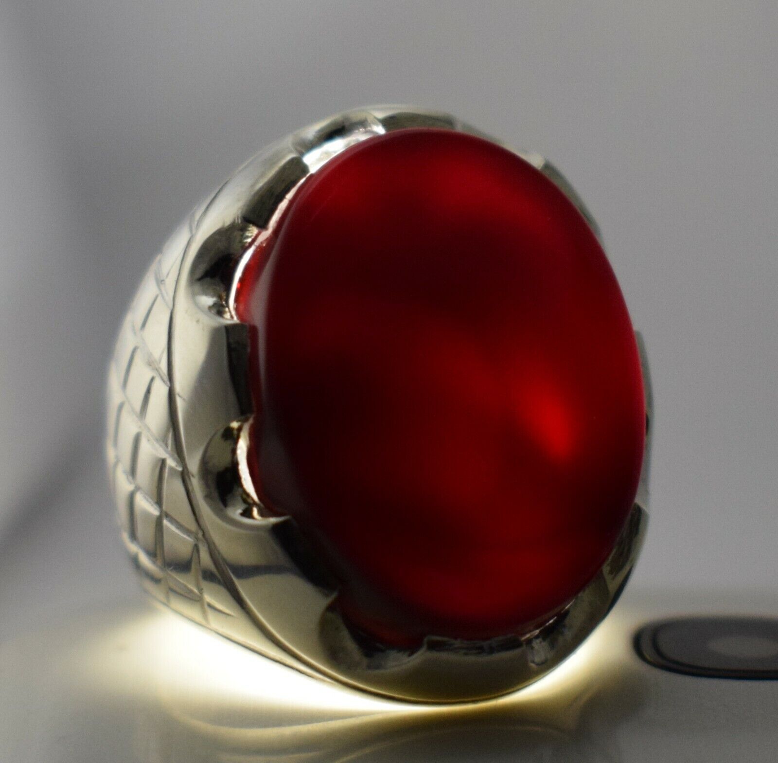 Mens Black Blood Red Yemeni Aqiq Agate Bague Handcrafted Ring Men - Heavenly Gems