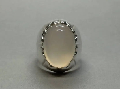 Mens Real Quartz Ring High Quality Sterling Silver 925 Moonstone Dur e Najaf - Heavenly Gems