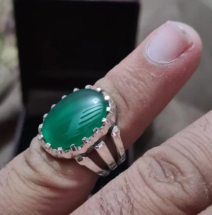 green Agate natural Green agate green agate slice aqeeq ring carnelian ring lord - Heavenly Gems
