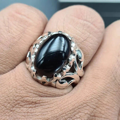 Old yemeni aqeeq ring shifat al abad mens gemstone agate rings hakik ring akik 925 Sterling Silver Ring - Heavenly Gems