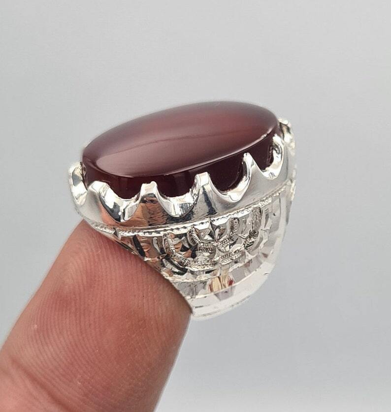 Yemeni Aqeeq ring yaman agate yamani akik hakik aqiq bague handmade jewelry ring - Heavenly Gems