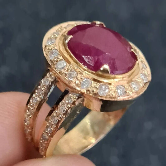 Unheated Untreated Ruby Ring Women Ring Wedding real Gold and Diamonds rings - Heavenly Gems