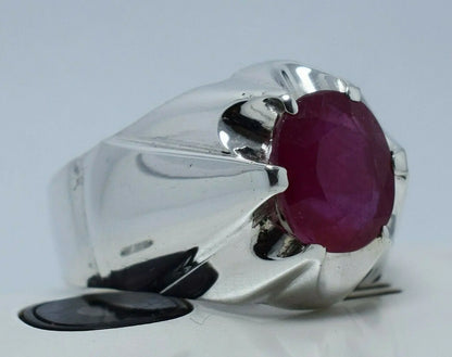 Ruby Ring Mens Real Ruby Stone Handmade Silver Rings Shia Rings Natural Gemstone 925 Sterling Silver Ring - Heavenly Gems
