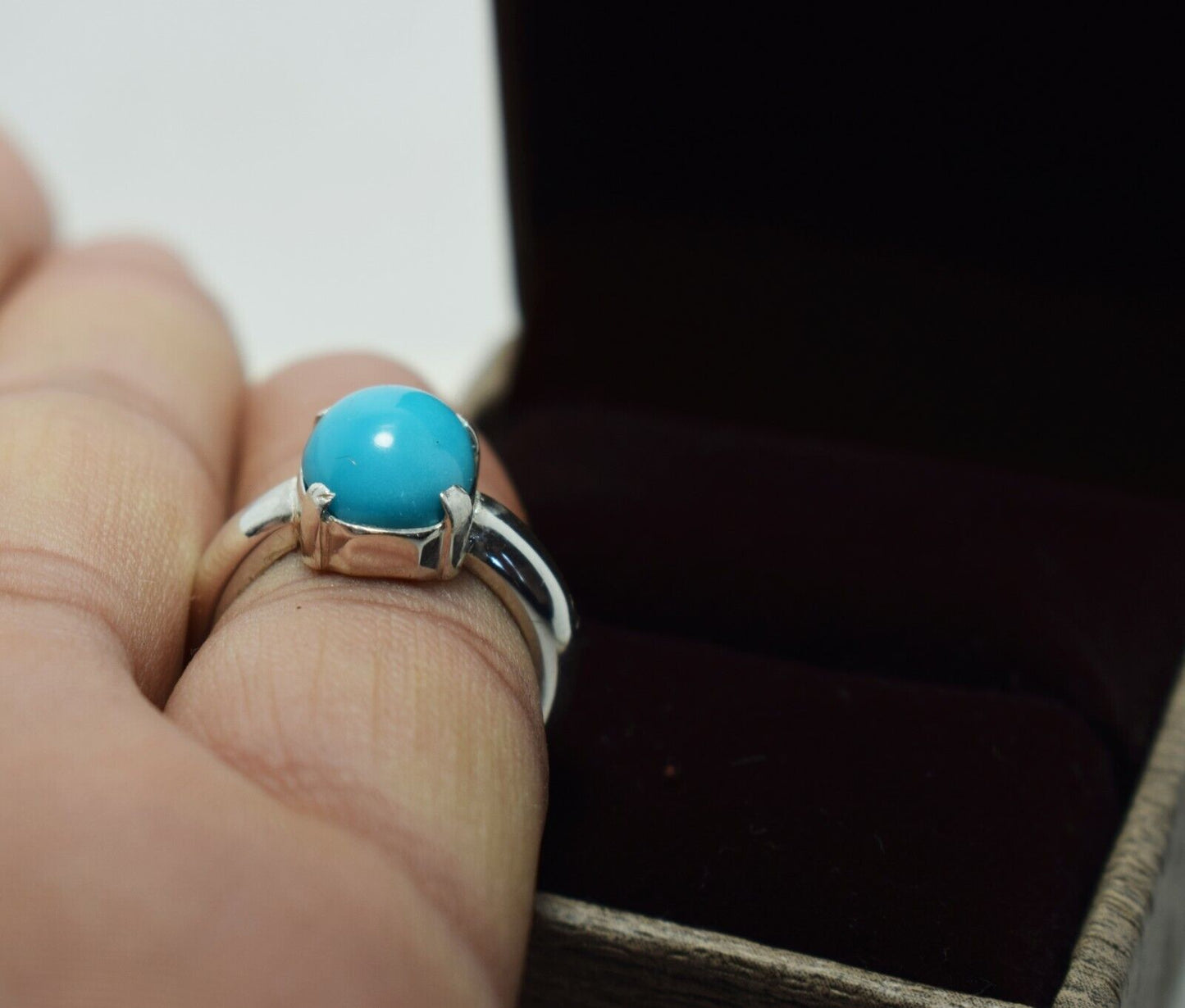 Turquoise Ring Womens Real Gemstone Very Clean Feroza Jewelry Handcrafted Rings - Heavenly Gems